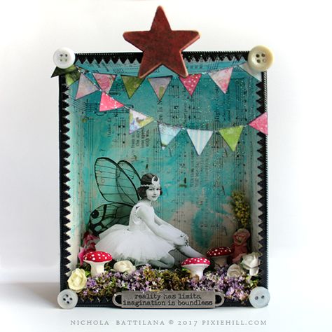 Paper Fairy, Shrines Art, Shadow Box Ideas, Altered Tins, Matchbox Art, Art Assemblage, Fairy Crafts, Shadow Box Art, Starry Nights