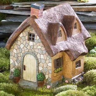 Luxen Home 5 Piece Fairy Garden Set | Wayfair Casa Hobbit, Tattoo Plant, Clay House, English Cottages, Wildlife Garden, Window Box Flowers, Round Window, Miniature Fairy Garden, Mini Fairy Garden