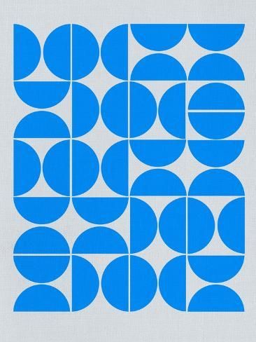 size: 12x9in Art Print: Blue Mid Century Composition by Eline Isaksen : Mid Century Modern Packaging, Mid Century Graphic Design Illustrations, Urban Illustration Art, Mid Century Typography, Mid Century Modern Shapes, Mid Century Modern Graphic Design, Color Palette With Blue, Mid Century Poster, Blue Patterns