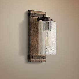 Hinkley Sawyer 11" High Sequoia Wood Wall Sconce Rust Accents, Farmhouse Wall Sconces, Iron Rust, Cabin Lighting, Rustic Wall Sconces, Edison Lighting, Bathroom Sconces, Hinkley Lighting, Bath Light