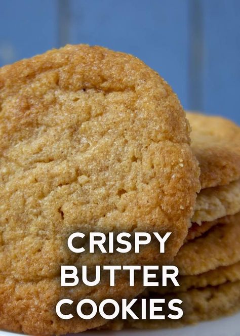 Crispy Butter Cookies - only 5 ingredients! Crispy Butter Cookies, Crispy Cookies, Butter Cookies Recipe, Cook Books, Cookies Recipes, Afternoon Snacks, Puddings, Yummy Cookies, Salted Butter