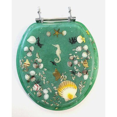 Daniels Bath Sea Treasure Decorative Round Toilet Seat | Wayfair Oceanic Bathroom, Underwater Scenery, Fish Acrylic, Sea Treasure, Round Toilet, Elongated Toilet Seat, Frutiger Aero, Elongated Toilet, Toilet Seats