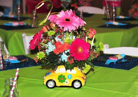 Peace, Love, and Party - 60's Style | CatchMyParty.com Peace Love And Party, 60s Party Themes, 60th Birthday Theme, Decades Party, Hippie Birthday Party, 60s Theme, 60s Party, Disco Party Decorations, Sixtieth Birthday