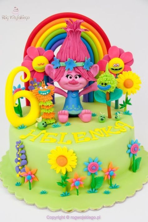 Trolls Birthday Party Cake, Troll Party Theme, Trolls Birthday Cake, Poppy Cake, Trolls Cake, 6th Birthday Cakes, Trolls Poppy, Trolls Birthday Party, Troll Party