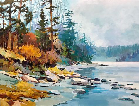 Afternoon Blues by Randy Hayashi, Acrylic on Canvas | Koyman Galleries Randy Hayashi, Landscape Painting For Beginners, Margaret Preston, Acrylic Landscape, Painting Living Room, Painting For Beginners, Patti Smith, Landscape Art Painting, Canadian Art