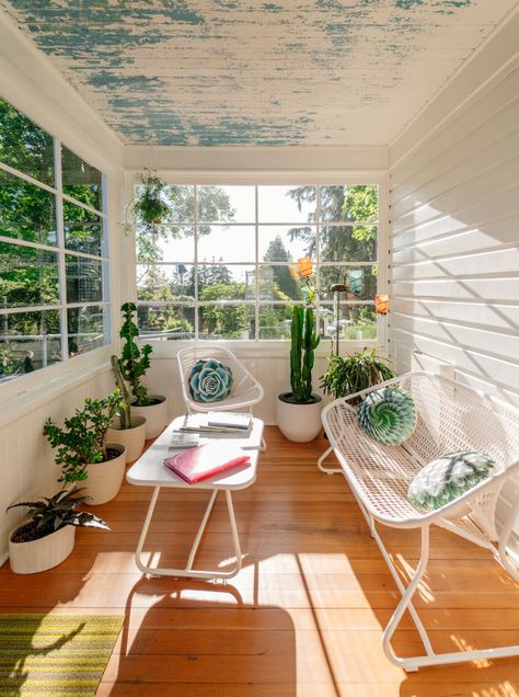 This 120-Year-Old Home With a Greenhouse Is a Gardener's Paradise - Dwell 120 Year Old House, Sunroom Greenhouse, Light Hardwood Floor, Light Hardwood, Light Hardwood Floors, Living Room Chair, Inspirational Photos, Island Home, Build Confidence