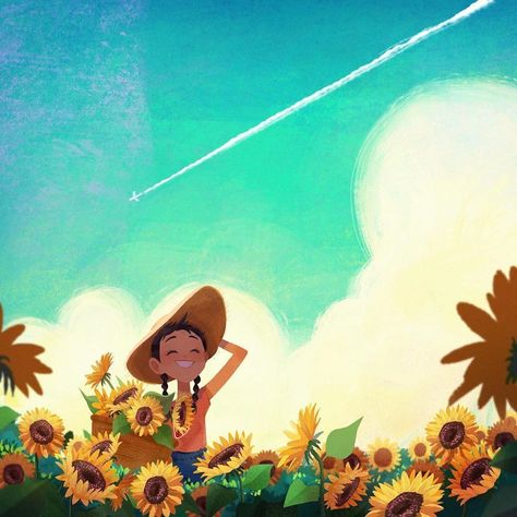 Illustration Daily on Instagram: “Work by @wendytansw . #art #design #illustration #artist #designer #illustrator #draw #drawing #sketch #sketchbook #vector #vectorart…” Scary Birds, Sunflower Illustration, Summer Illustration, Storyboard Artist, Sunflower Field, Sunflower Fields, Bear Art, Visual Development, Artist Style