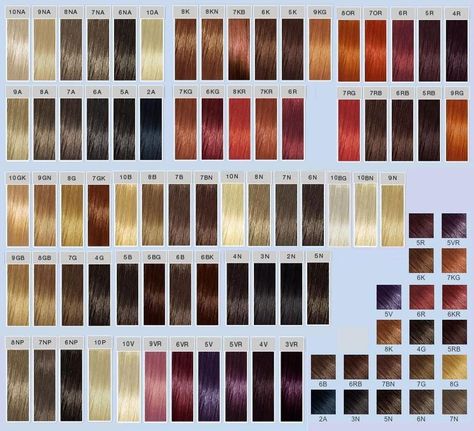 Goldwell top chic swatches Goldwell Color Chart, Ion Hair Colors, Hair Colors And Styles, Rose Blonde Hair, Hair Color Swatches, Hair Dye Brands, Ion Color Brilliance, Organic Hair Color, Professional Hair Color