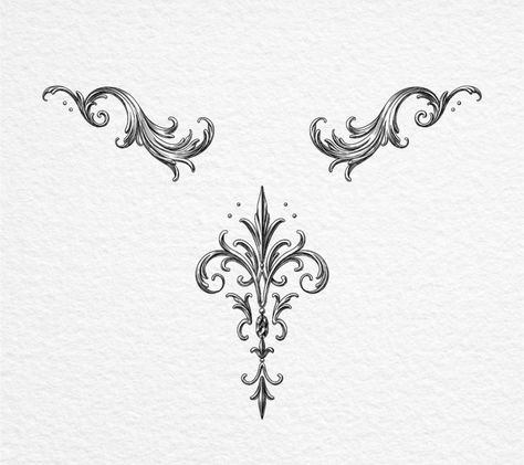 Gothic Ornament Tattoo, Ornate Tattoo, Baroque Tattoo, Piercing Inspiration, Filigree Tattoo, Ornament Drawing, Disney Tattoo, Dark Disney, Gothic Tattoo