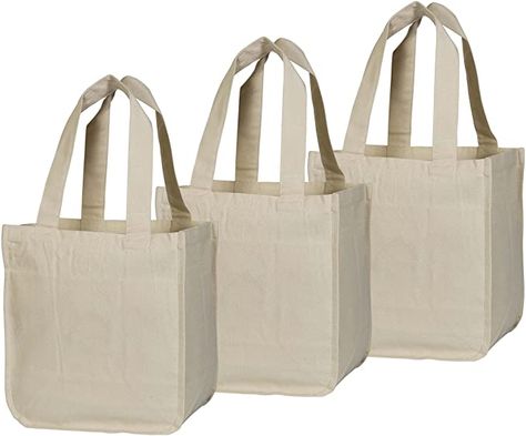 Best Canvas Grocery Shopping Bags - Canvas Grocery Shopping Bags with Handles - Cloth Grocery Tote Bags - Reusable Shopping Grocery Bags - Organic Cotton Washable & Eco-friendly Bags (3 Bags): Amazon.ca: Home & Kitchen Best Reusable Grocery Bags, Canvas Grocery Bag, Vegetable Bag, Grocery Tote Bag, Tote Outfit, Grocery Shopping Bags, Bottle Sleeves, Grocery Tote, Grocery Bags