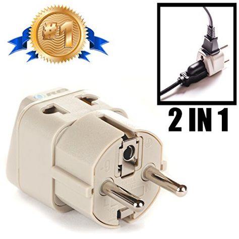 OREI European Plug Adapter Schuko Type EF for Germany France Europe Russia  Grounded 2 in 1 * Continue to the product at the image link. (Note:Amazon affiliate link) #BestSellerBelow10 Universal Plug Adapter, Travel To Europe, Iceland Summer, Hdmi Splitter, Europe Germany, Travel Adapter, Adapter Plug, What To Pack, Power Adapter