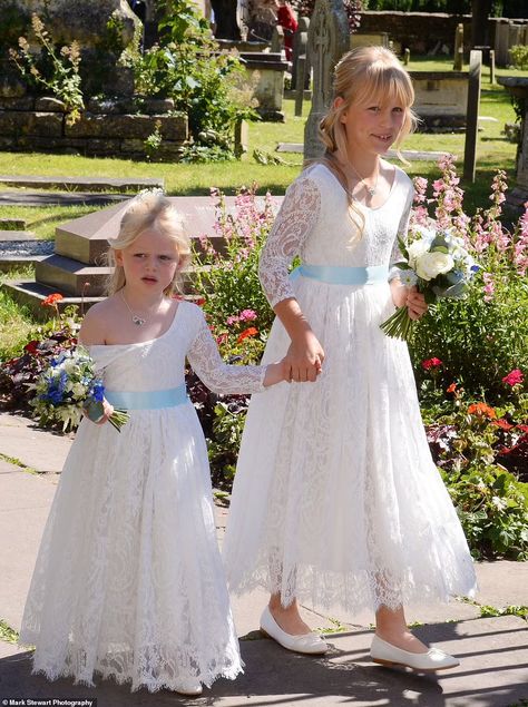 Princess Royal watches ex-husband Capt Mark Phillips walk daughter Stephanie down the aisle | Daily Mail Online Lena Tindall, Isla Phillips, Autumn Kelly, Mark Phillips, Autumn Phillips, Zara Phillips, British Royal Families, Princess Anne, Royal Weddings