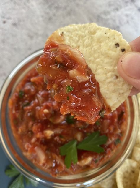 Serrano Salsa Recipe, Serrano Salsa, Making Salsa, Smoked Salsa, Serrano Peppers, Garden Tomatoes, Salsa Recipes, Silicone Baking Sheet, How To Make Salsa