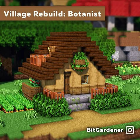 Village Botanist Minecraft Round House, Minecraft House Ideas Easy, Cottage Minecraft, Modern Minecraft Houses, Case Minecraft, Build In Minecraft, Rumah Minecraft Sederhana, Simple Cottage, Bangunan Minecraft