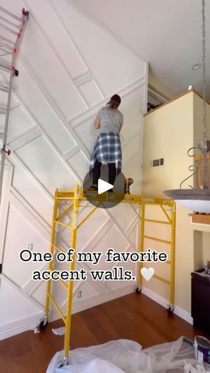 1.8K views · 161 reactions | This one is still my favorite accent wall. 🤍  There’s something about an accent wall & high ceilings that just hits different. 😍  #accentwall #buildlikeagirl #woodworker #woodworking #carpentry #lowesgoals #entrepreneur #entrepreneurship #realestate #investor #business | Amanda Green | wuki · My Girl [Wukileak] Accent Wall With Wood Design Vaulted Ceiling, Wood Accent Wall With Angled Ceiling, Tall Accent Wall Ideas High Ceilings, Accent Wall With Vaulted Ceiling, Hits Different, Woodworking Carpentry, High Ceilings, Vaulted Ceiling, Wood Design