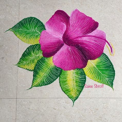 3d Flower Rangoli Designs, Artistic Rangoli, Rangoli Competition, Rangoli Photos, 3d Rangoli, Pink Hibiscus Flower, Pongal Kolam, Very Easy Rangoli Designs, Peacock Rangoli