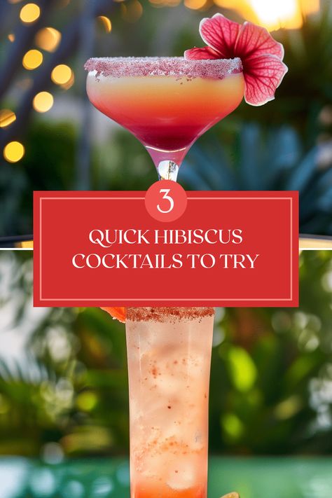 Discover how to make delightful hibiscus cocktails in just a few minutes! With recipes like the Hibiscus Paloma, Grapefruit Hibiscus Margarita, and Grapefruit Hibiscus Tequila Sparkler, you'll have refreshing drinks ready for any occasion. Each cocktail combines tangy grapefruit and fragrant hibiscus, creating a perfect balance of sweetness and zest. Impress your guests with these easy-to-make drinks that showcase the unique flavors of hibiscus and citrus. Perfect for parties or a relaxed evening at home! Hibiscus Paloma, Hibiscus Margarita, Hibiscus Cocktail, Hibiscus Syrup, Cocktails To Try, Cocktail List, Summer Gathering, How To Make Drinks, Grapefruit Juice