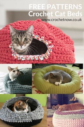 Crochet Cat Beds, Cat Bed Pattern, Kat Haken, Katt Grejer, Kat Diy, Chat Diy, Crochet Cat Bed, Crochet Cat Toys, Confection Au Crochet