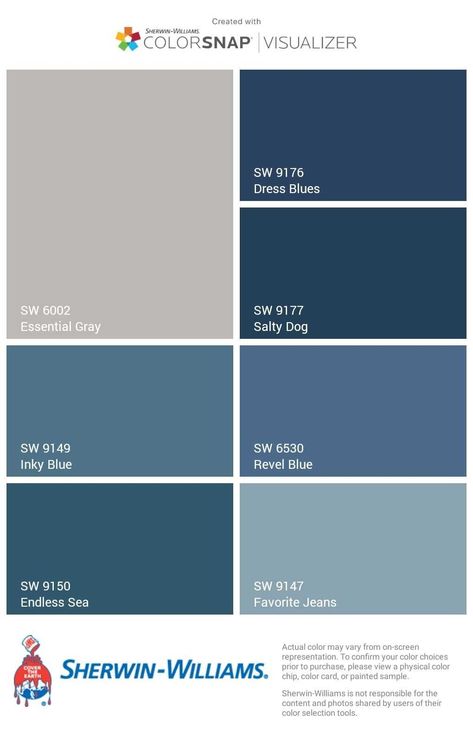 Pool Blue Paint Color, Wall Colors With Blue Cabinets, Sw Salty Dog Coordinating Colors, Colors That Go With Indigo Blue, Blue House Paint Colors, Wherein Williams Blue, Blue Colors Sherwin Williams, Searching Blue Sherwin Williams, Sherman Williams Blues