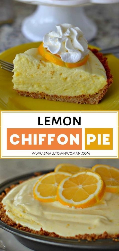 A delicious Lemon Chiffon Pie made with a simple 3-ingredient graham cracker crust and an easy lemon curd that is made in the microwave! This dessert is the perfect lemon lovers recipe that will quickly become a family favorite! Save this easy to make sweet treat! Crustless Lemon Pie, Lemon Pie Filling Recipes, Chiffon Pie Recipe, No Bake Lemon Pie, Lemon Chiffon Pie, Chiffon Pie, Easy Lemon Curd, Dessert Pie, Spring Recipe