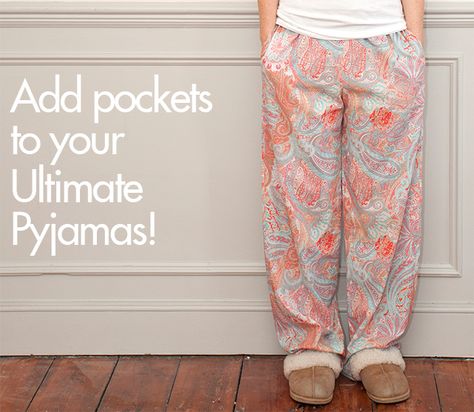 Add Pockets to your Ultimate Pyjamas: Bonus Pocket Pattern Piece | SewOverIt | Bloglovin’ Pajama Pants With Pockets Pattern Free, Easy Sewing Patterns Free Pajama Pants, Sewing Pajama Pants Free Pattern, Plus Size Pajama Pants Pattern Free, Pajama Pants Pattern Free Women, Pajama Pants Pattern Free Printable, Pyjamas Pattern Free, Pajama Bottoms Pattern, Sewing Pj Pants