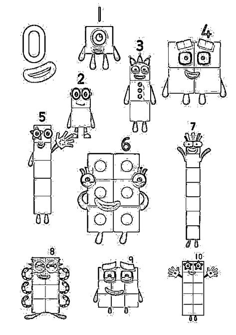 Number Blocks Coloring Pages, Numberblocks Coloring Pages, Fun Printables For Kids, Number Blocks, Fun Printables, School Items, Coloring Page, Color Blocking, Coloring Pages