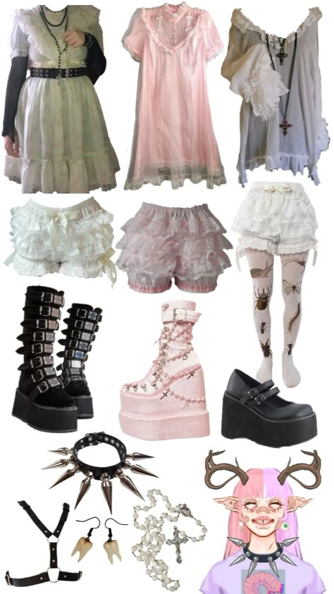 Key words: outfit inspo, clothes, fashion, clothing, style, morute, dollcore, empty spaces, traumacore, rotcore Nightcore Outfit Aesthetic, Cutegore Style Outfit, Animecore Outfit, Female Manipulator Outfits, Cutecore Casual Outfit, Starflesh Outfit, Trinketcore Outfit, Morute Core Outfits, Creepy Cutecore Outfit