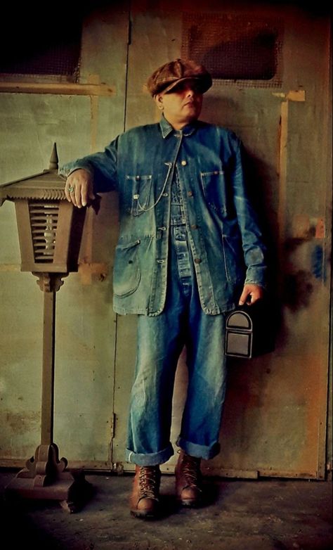 Mc Escher Stairs, Jacket Mens Outfit, Vintage Coveralls, Mc Escher, Denim Inspiration, American Jeans, Mens Fashion Rugged, Denim Wear, Jumpsuit Men