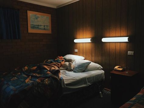 Little do they know, that Rundown Motel is the Coolest Place in Town Motel Room Interior, Cinematic Interior, Rachel Cole, Blue Motel, Design Toolkit, Switzerland Hotels, Motel Room, Messy Nessy Chic, Space Pictures