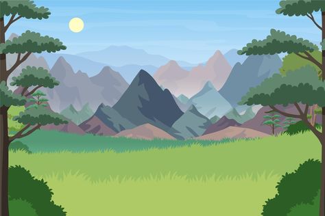 Animated Cartoon Background, Mountain Animation, Scenery Animation, Background Mountain, Cartoon Mountain, Beautiful Animation, Flat Background, Mountain Background, Mountain Scenery