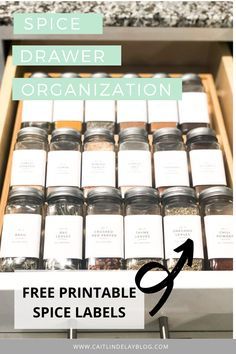 Diy Spice Labels Free Printable, Free Spice Labels, Printable Spice Labels Free, Spice Jar Labels Printable Free, Diy Spice Labels, Spice Drawer Organization, Pantry Labels Printable, Printable Organization, Minimalist Tips