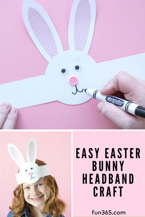 Easter Day Crafts For Kids, Bunny Hats Preschool, Easter Crowns For Kids, Easter Headbands Preschool, Bunny Headband Craft, Easter Bunny Headband, Easter Bunny Hat, Bunny Headband, Easter Crafts Preschool