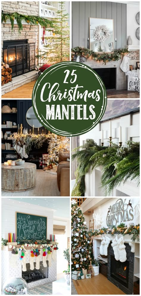 25 Beautiful Christmas mantel design ideas. Christmas Mantles Ideas Fireplaces, Christmas Mantle Decor Fireplaces, Mantle Christmas Decor Ideas, Rustic Christmas Mantle, Farmhouse Christmas Mantle, Diy Christmas Mantel, Christmas Mantel Decorating Ideas, Rustic Christmas Mantel, Christmas Mantles