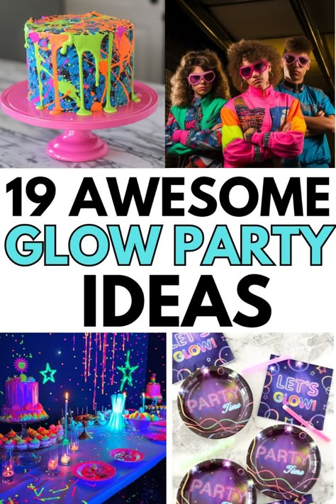 19 Fun and unique glow party ideas for your next neon party. Glow parties are so fun for everyone! I have gathered some great neon party ideas from food to decor and activities. Be sure to check out these glow party ideas to help inspire your blacklight party event. Glow In Dark Party Food, Glow Party Party Favors, Food For Neon Party, Black Light Birthday Party Ideas, Cheap Glow In The Dark Party Ideas, Glow In The Dark Themed Birthday Party, Glow Party Dessert Table, Neon Drinks Glow Party, Lumo Party Ideas