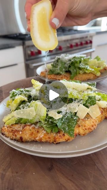 Shaved Parmesan, Italian Breadcrumbs, Mediterranean Diet Plan, Olive Oil Spray, Chicken Caesar, Chicken Caesar Salad, Caesar Dressing, Garlic Clove, Crusted Chicken