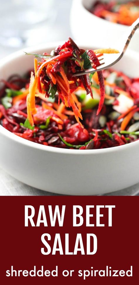 Beet Recipes Healthy, Raw Beet Salad, Raw Vegetables Recipes, Spiralized Beets, Red Beets Salad, Raw Vegetable Salad, Healthiest Vegetables, Beet Salad Recipe, Beetroot Recipes