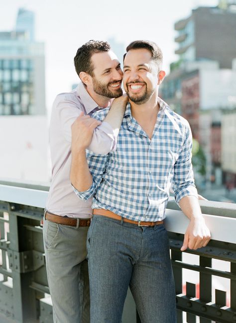 Four o'clock in the morning is always a tough pill to swallow... unless you're having your engagement pics taken at sunrise with the skyline of NYC behind you! Firefighter Calendar, Summer Engagement Session, I Believe In Love, Fall Outfits Men, Engagement Session Outfits, Happy Together, Gay Wedding, Men Fashion Casual Outfits, Up Shirt