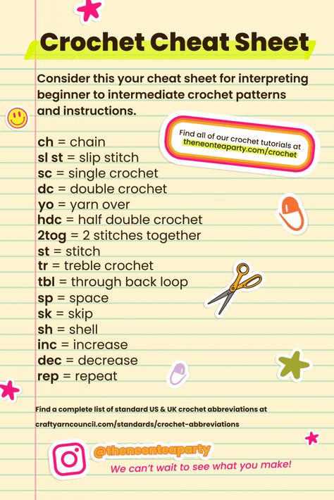 Crochet Cheat Sheet For Beginners, How To Read Crochet Patterns Tutorials, Crochet Abbreviations Cheat Sheets, Crochet Patterns Chart, Crochet Cheat Sheet Free Printable, How To Read Crochet Patterns, Crochet Cheat Sheet, Granny Square Crochet Pattern Easy, Crochet Drawing