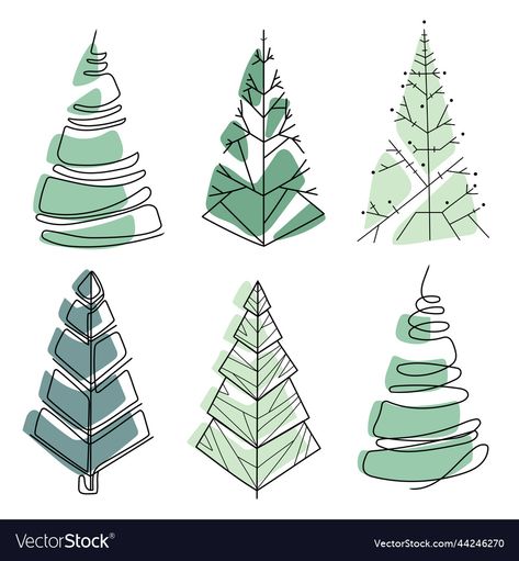 Christmas Trees Drawing, Drawing Christmas Trees, Xmas Tree Drawing, Christmas Tree Drawing Ideas, Tree Drawing Ideas, Trees Art Drawing, Christmas Drawing Ideas, Trees Drawing, Abstract Christmas Tree