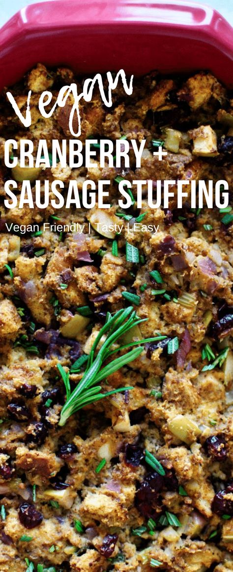 Vegan Cranberry Sausage Stuffing | I Can You Can Vegan I Can You Can Vegan Cran Sausage Stuffing Cranberry Sausage Stuffing, Cranberry Sausage, Vegan Stuffing, Sausage Stuffing Recipe, Christmas Sunday, Sausage Stuffing, Vegan Holiday Recipes, Vegan Holidays, Vegan Sausage