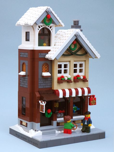 Lego Cities, Lego Gingerbread House, Christmas Lego, Lego Christmas Village, Lego Winter Village, Lego House Ideas, Lego Village, Lego Advent, Lego Winter