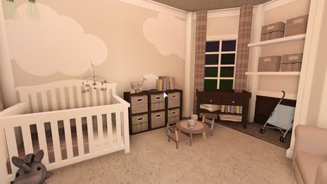 (NOT MINES!!) Baby's room design. ~Bloxburg Roblox~ Roblox Builds, Bloxburg Interior, Modern Baby Room, Bloxburg Bedroom, Bloxburg Exterior, Blox Burg, Roblox House, Traditional Nursery, Blocksburg Room Ideas￼