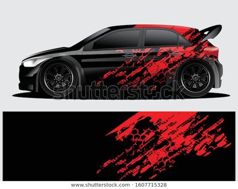 Descubra Rally Car Decal Graphic Wrap Vector imágenes de stock en HD y millones de otras fotos, ilustraciones y vectores en stock libres de regalías en la colección de Shutterstock.  Se agregan miles de imágenes nuevas de alta calidad todos los días. Logo Auto Service, Car Graphics Decals, Rally Car Design, Vehicle Branding, Truck Graphics, Car Sticker Design, Cool Car Drawings, Racing Car Design, Car Wrap Design