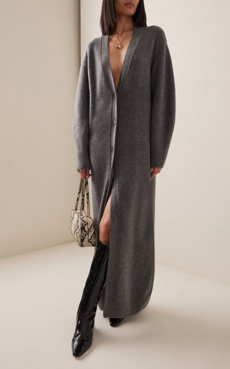 Cashmere Maxi Cardigan Dress By Zeynep Arçay | Moda Operandi Maxi Cardigan Outfit, Jersey Dresses, Cardigan Dress, Cardigan Outfit, Grey Maxi, Maxi Cardigan, Cardigan Outfits, Fashion 101, The Grey