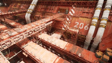 ArtStation - Sci fi High City, Vasiliy Poryagin Sci Fi Construction, Sci Fi Factory, Space Miner, Lancer Rpg, Sci Fi Base, Cyberpunk Inspiration, City Environment, Sci Fi Building, Props Concept