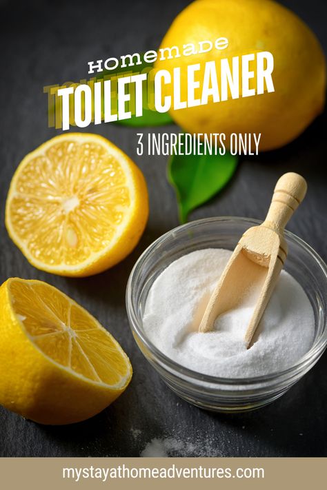 Super Affordable Homemade Toilet Cleaner (Only 3 Ingredients) Homemade Toilet Cleaner Recipe, Homemade Bathroom Cleaner, Baking Soda Lemon Juice, Housekeeping Hacks, Cleaning Lists, Homemade Toilet Cleaner, Baking Soda And Lemon, Diy Toilet, Clean Bathroom