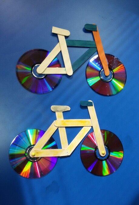 Bicycle Crafts, Transportation Crafts, Art Activities For Toddlers, Cd Crafts, Hand Crafts For Kids, Popsicle Stick Crafts, Diy Crafts For Kids Easy, Paper Crafts Diy Kids, Craft Activities For Kids