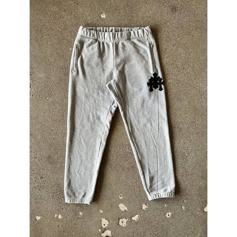 Chrome Hearts Triple Cross Patch Sweatpants | Grailed Patch Sweatpants, Cross Patch, Men's Bottoms, Paper Hearts, Chrome Hearts, Mens Bottom, Gray Color, Sweatpants, Tracksuit Bottoms