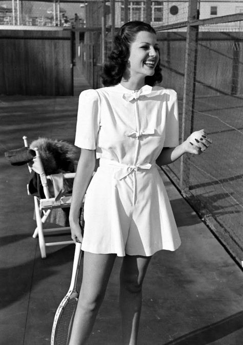 Vintage Playsuit, Tennis Photos, Tennis Outfits, Fashion 1940s, Tennis Outfit, Vintage Tennis, Rita Hayworth, 40s Fashion, Vintage Couture