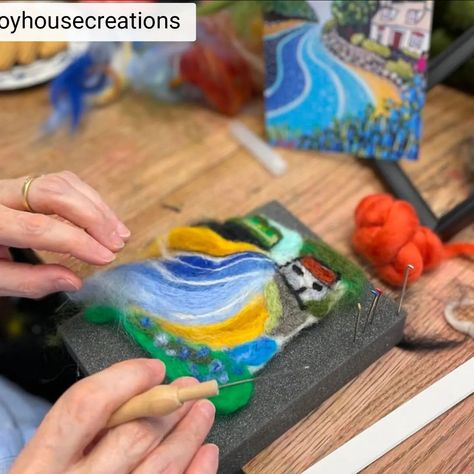 #REPOST @joyhousecreations SO many beautiful landscapes felted on Friday, I don’t have space enough on one post for them all 😍 aren’t they stunning?! Bethan's next needle felted landscape workshops are coming up: Tuesday 30th April 6-9pm @ffoscaerffili Saturday 11th May 10:30-1:30pm @ffoscaerffili Friday 7th June 6-9pm @ffoscaerffili Friday 11th August 6-9pm @larkdesignmake1 It’s a really lovely way to slow down, take a deep breath, and enjoy something beautiful in your home 🥰 Book o... Needle Felt Landscapes, April 6, Take A Deep Breath, Deep Breath, Something Beautiful, Needle Felted, Slow Down, Art Room, Beautiful Landscapes